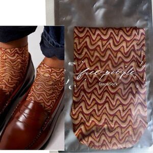 Free People Disco Swirl Shimmer Burgundy Socks